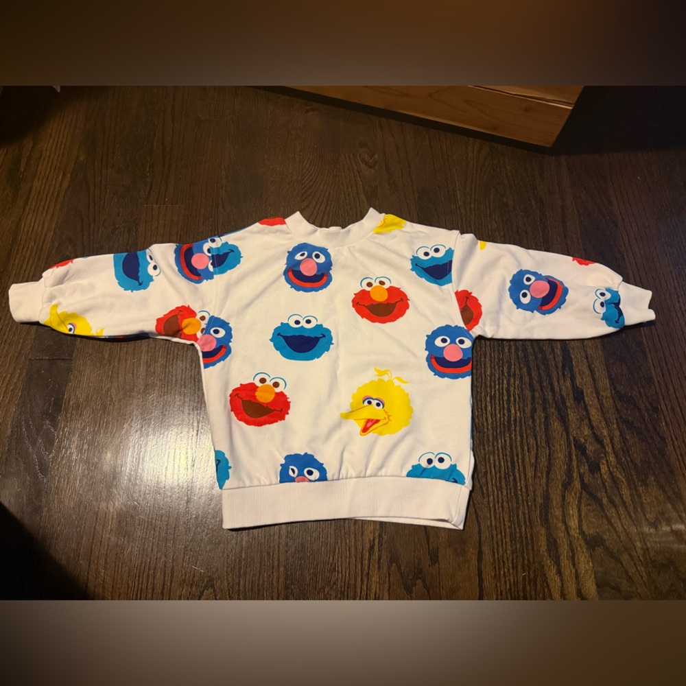 NWOT H&M Kids White Sweatshirt with Colorful Character Print